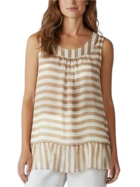 BURBERRY Striped Sleeveless Tunic in Beige/White -- No SIZE or FABRIC TAGS